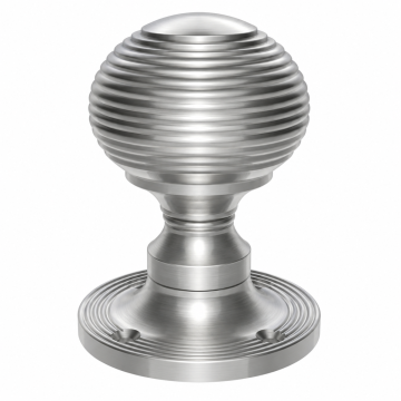 Queen Anne Reeded Door Knobs 56 mm Satin Chrome Plate