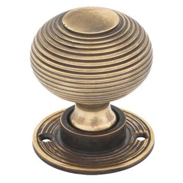 Beehive Mortice/Rim Door Knob 50 mm Aged Brass Unlacquered
