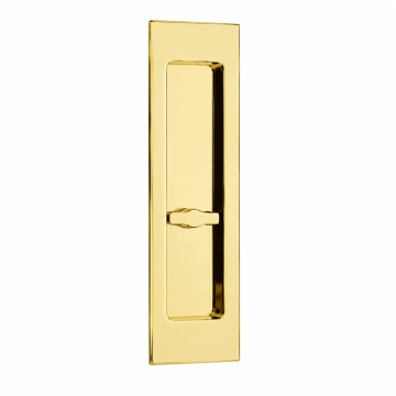 Flush Pull Plain Design with Privacy Turn 305 x 64 mm Polished Brass Lacquered