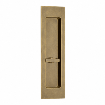 Flush Pull Plain Design with Privacy Turn 305 x 64 mm  Antique Brass Unlacquered