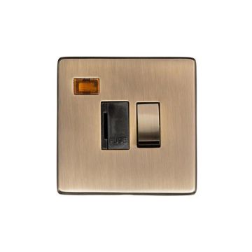Heritage Studio Switched Fused Spur with Neon Black Trim Brushed Antique Brass Lacquered