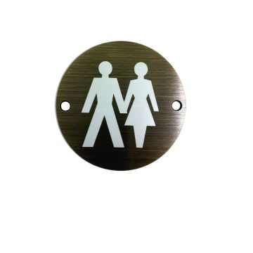 Unisex Sign Antique Brass Lacquered