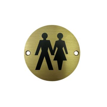 Unisex Sign Satin Brass Lacquered