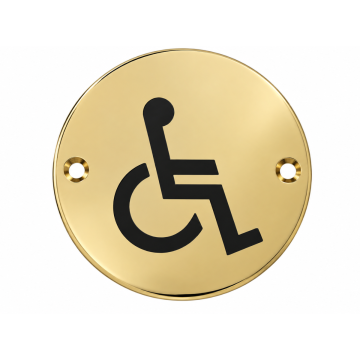 Disabled WC Sign Polished Brass Lacquered
