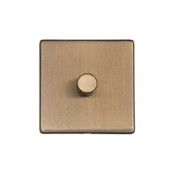 Heritage Vintage 1 Gang Trailing Edge Dimmer Brushed Antique Brass Lacquered