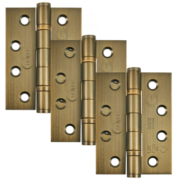 Fire Door Ball Bearing Hinge 102 x 76 mm FR30/60 Antique Brass Finish - Pack of 3
