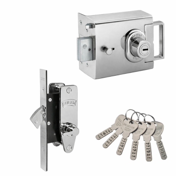 Banham L2000 Deadbolt & M2003 Dead lock Keyed Alike 6 Keys Polished Chrome Plate