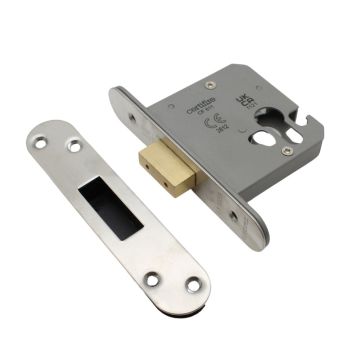 Radius Mortice Deadlock Euro-Profile 79 mm Satin Stainless