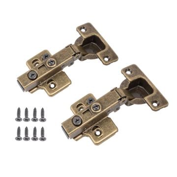 Soft Close Clip on 105 Degree Sprung Full Overlay for Doors 14-22 mm Thick - Pack of 2 Aged Brass Finish