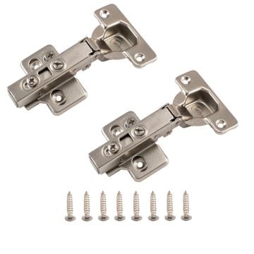 Soft Close Clip on 105 Degree Sprung Full Overlay for Doors 14-22 mm Thick - Pack of 2 Nickel Plated