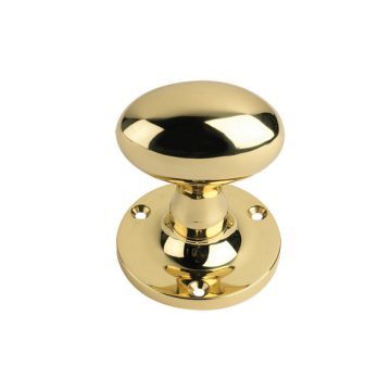Oval Mortice Door Knobs 59 mm Polished Brass Lacquered