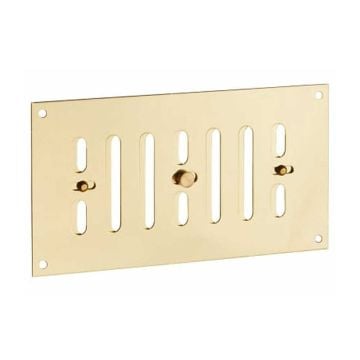 Hit and Miss Air Vent 165 x 89 mm Polished Brass Lacquered