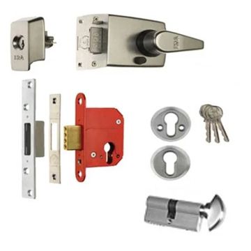 SDS Standard Nightlatch & D/lock Keyed Alike c/w Thumbturn for 44 mm Door Polished Brass