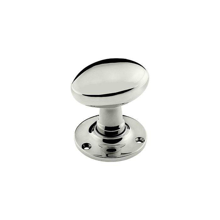 60mm Oval Mortice Door Knobs - Unsprung Roses, 8mm Spindle