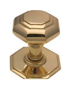 Octagonal Centre Door Knob 70 mm Polished Brass Lacquered