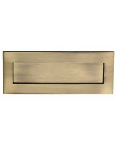 Sprung Letterplate 254 x 79 mm Brushed Antique Brass Lacquered