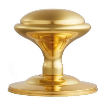 Round Centre Door Knob 73 mm Polished Brass Lacquered