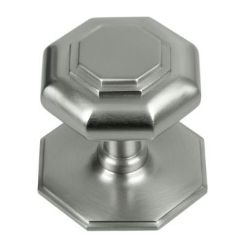 Octagonal Centre Door Knob 100 mm Satin Chrome Plate