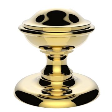 Round Centre Door Knob 66 mm Polished Brass Lacquered