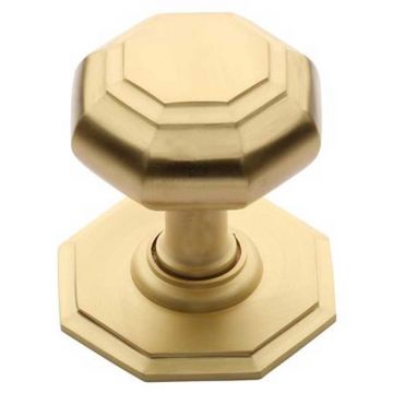 Octagonal Centre Door Knob 70 mm Satin Brass