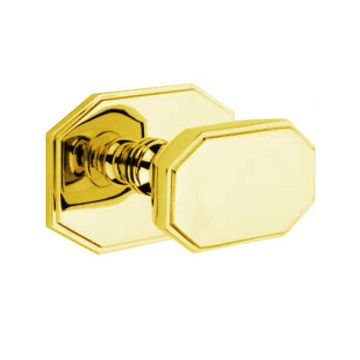 Art Deco Centre Door Knob 88 mm Polished Brass Lacquered