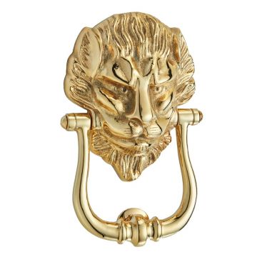 Downing Street 'Lion' Door Knocker  Polished Brass Unlacquered