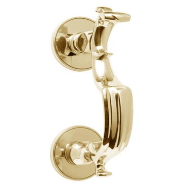 Doctor Front Door Knocker 198 mm Polished Brass Lacquered
