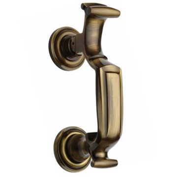 Doctor Front Door Knocker 192 mm Brushed Antique Brass Lacquered
