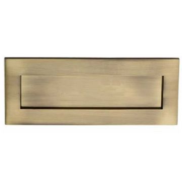 Sprung Letterplate 203 x 76 mm Brushed Antique Brass Lacquered