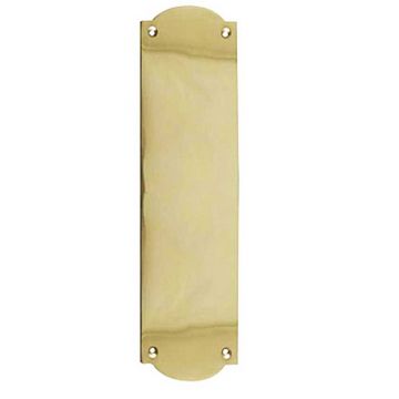 Raised Shaped Door Finger Plate 305 x 76 mm (Polished Brass Lacquered)