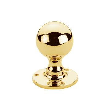 Ball Mortice Door Knobs 46 mm  Polished Brass Unlacquered