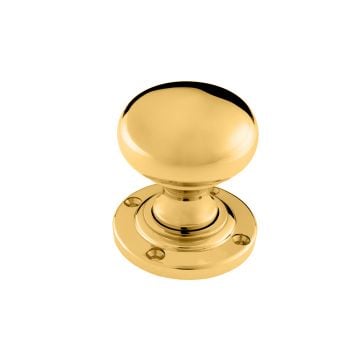 Plain Bun Door Knobs 44 mm  Polished Brass Unlacquered