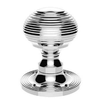 Queen Anne Reeded Door Knobs 53 mm Polished Chrome Plate