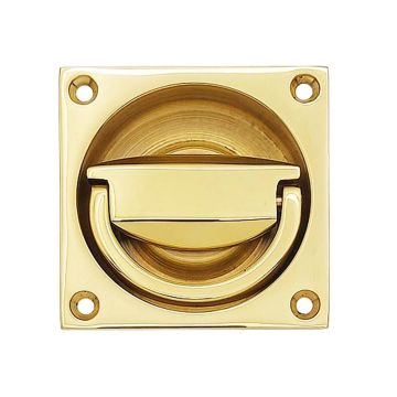 Flush Mortice Handle 64 x 64 mm Polished Brass Lacquered