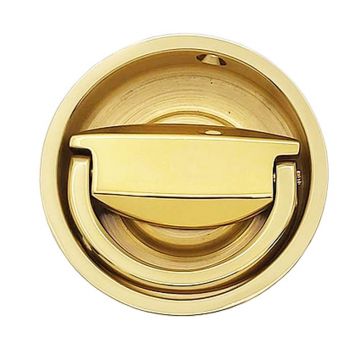 Round Flush Mortice Handle 65 mm Polished Brass Lacquered