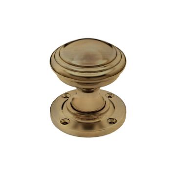 Stepped Edge Mortice Door Knobs 54 mm  Antique Brass Unlacquered