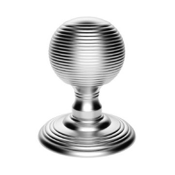 Reeded Door Knob 51 mm Concealed Fix Satin Chrome Plate