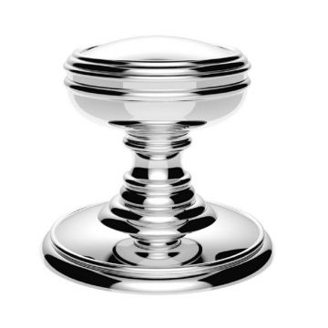 Bun Door Knob With Grooved Pattern 52mm Polished Chrome Plate