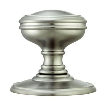 Bun Door Knob With Grooved Pattern 52mm Satin Chrome Plate
