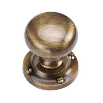 Victorian Style Mortice Door Knob Half Sprung 57mm Brushed Antique Brass Lacquered