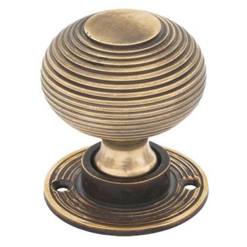 Beehive mortice knob Aged Brass Unlacquered
