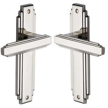 Art Deco Sprung Lever Latch 204 mm Polished Nickel Plate