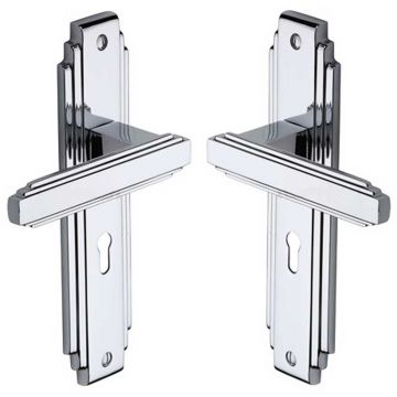 Art Deco Sprung Lever Lock 204 mm Polished Chrome Plate
