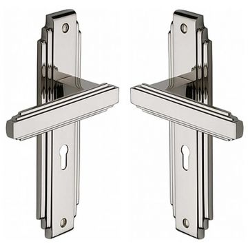 Art Deco Sprung Lever Lock 204 mm Polished Nickel Plate