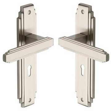 Art Deco Sprung Lever Lock 204 mm Satin Nickel Plate