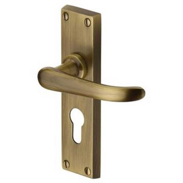 Windsor Lever Euro Profile Brushed Antique Brass Lacquered