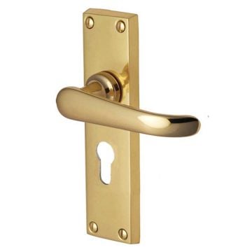 Windsor Lever Euro Profile Polished Brass Lacquered