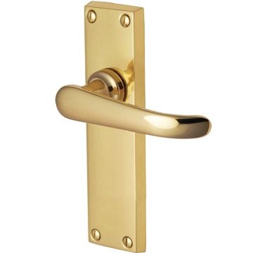 Windsor Long Lever Latch Polished Brass Lacquered