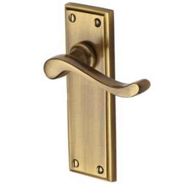 Edwardian Long Lever Latch Brushed Antique Brass Lacquered
