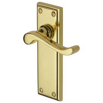 Edwardian Long Lever Latch Polished Brass Lacquered